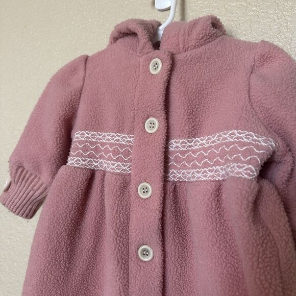Vintage Fleece Infant Hooded One Piece Hartstrings 6/9 Months Girls - Picture 2 of 6